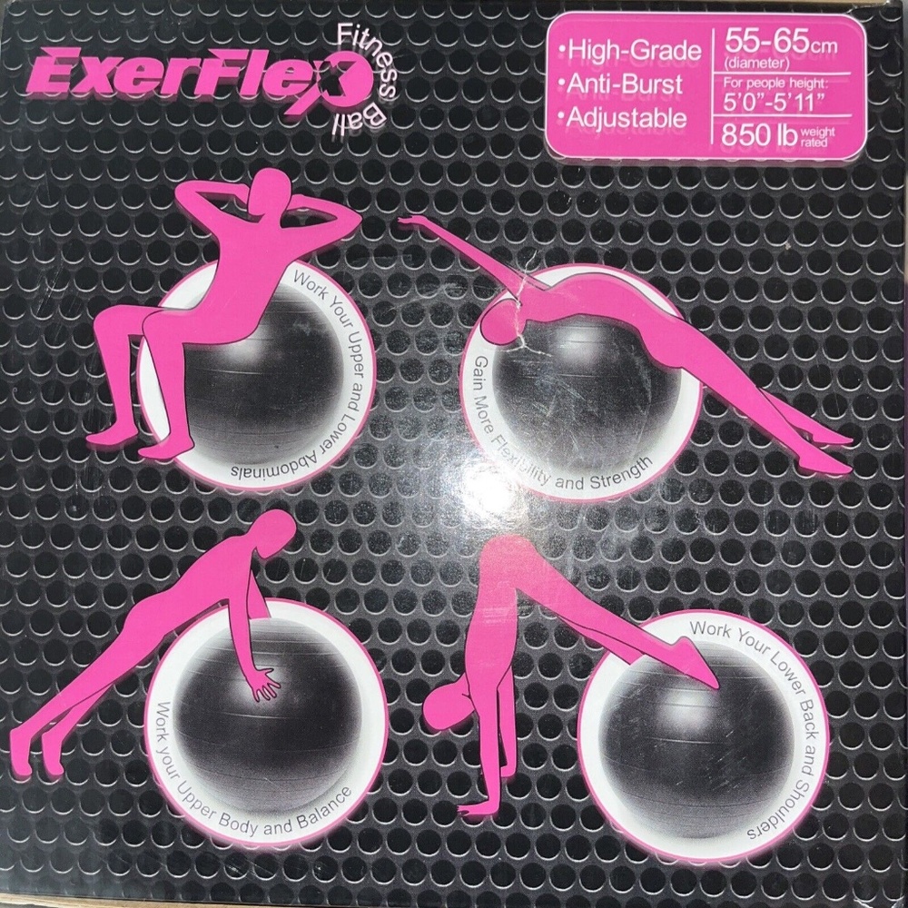 New PBLX Exerflex Fitness Exercise Ball With Pump NIB 55-65 cm - Picture 5 of 5